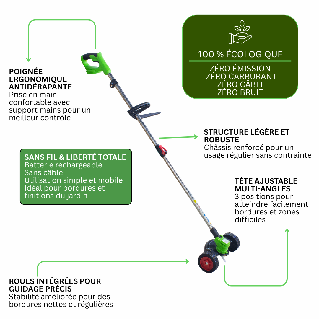 Tondeuse Rotorazer sans fil 8 en 1 coupe-bordure & taille-haie