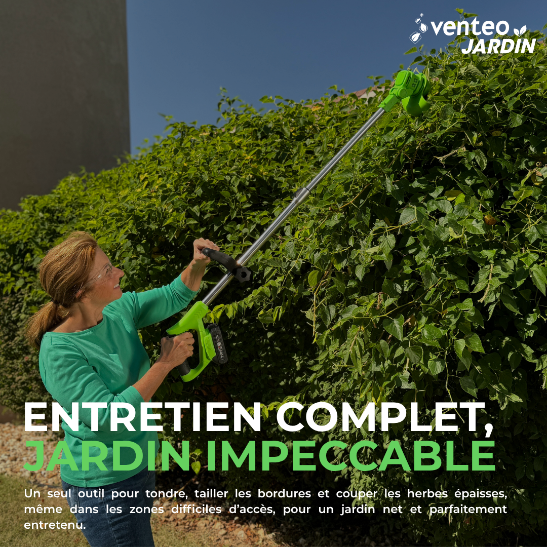 Tondeuse Rotorazer sans fil 8 en 1 coupe-bordure & taille-haie